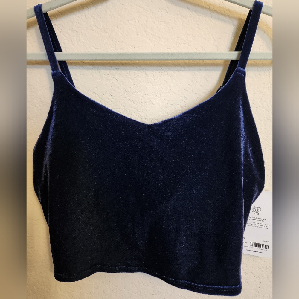 Navy Blue  Elation Velvet Women's Crop Top,  Athleta, NWT, Size -D-DD+
